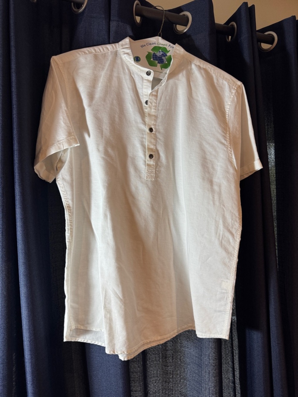 INC International Concepts White Short-Sleeve Henley